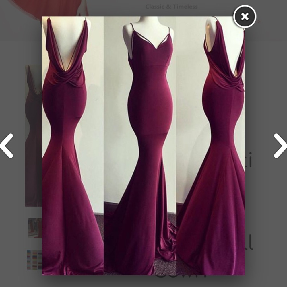 Maroon backless mermaid dress size 6